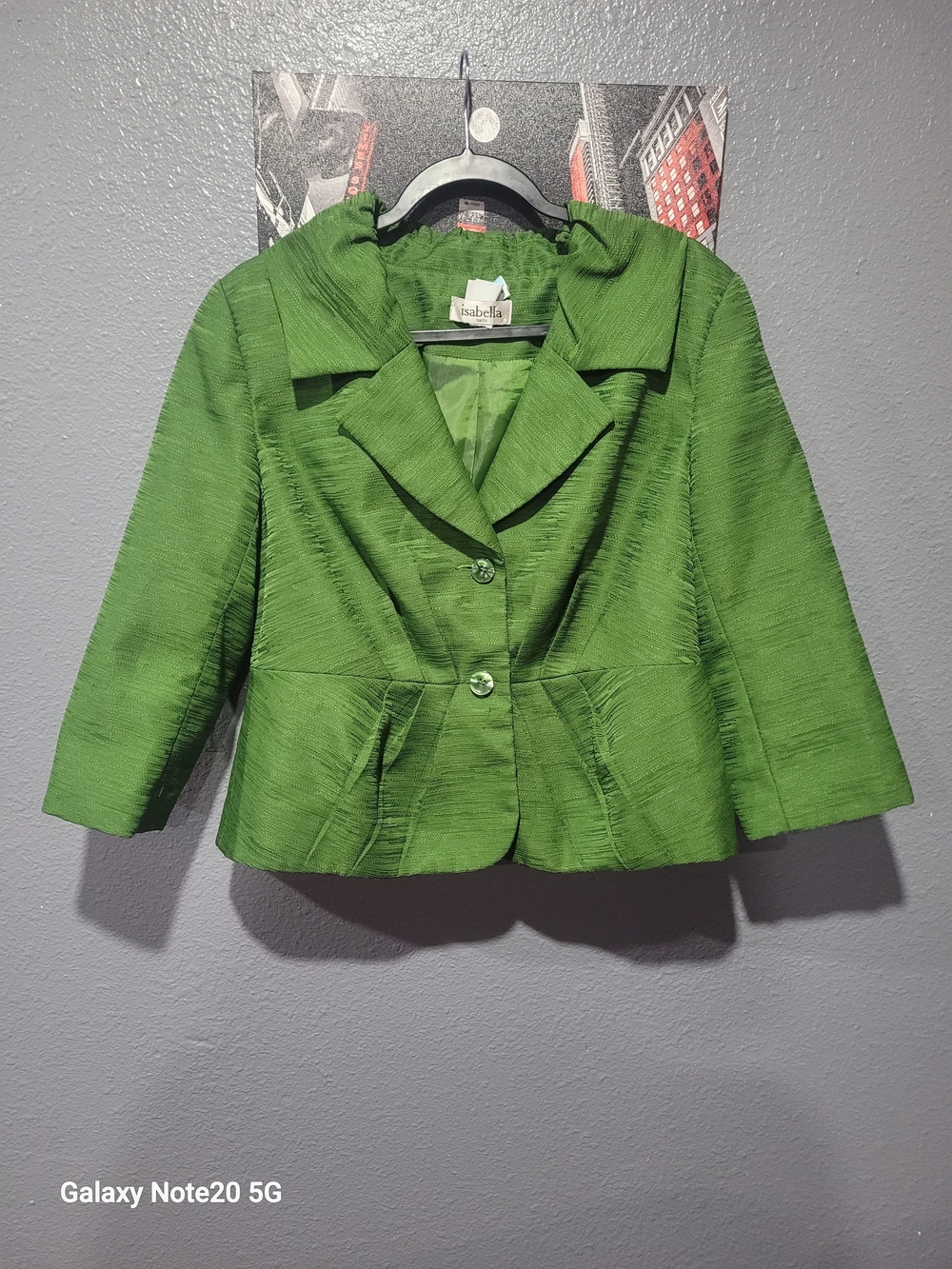 Isabella Women's Green Textured Peplum Jacket